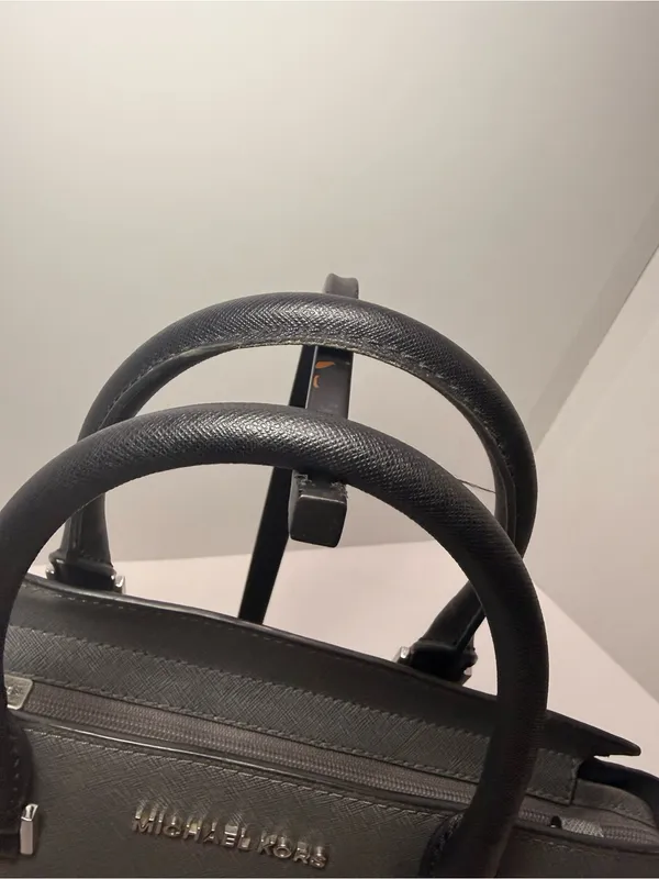 Michael Kors Gray & Black Saffiano Leather Medium Satchel - Image 14