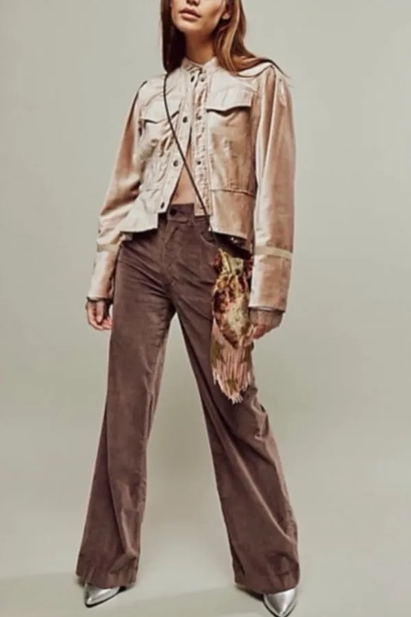 Free People Ballet Racer Jacket Cropped Velvet Ruffled Champagne Rose Size: XL - Image 2