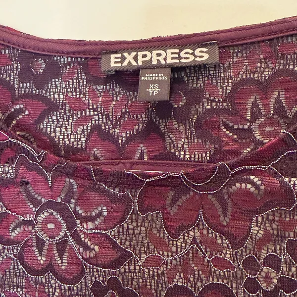 Express Plum Lace Long-Sleeve Open-Back Mini Dress - Image 6