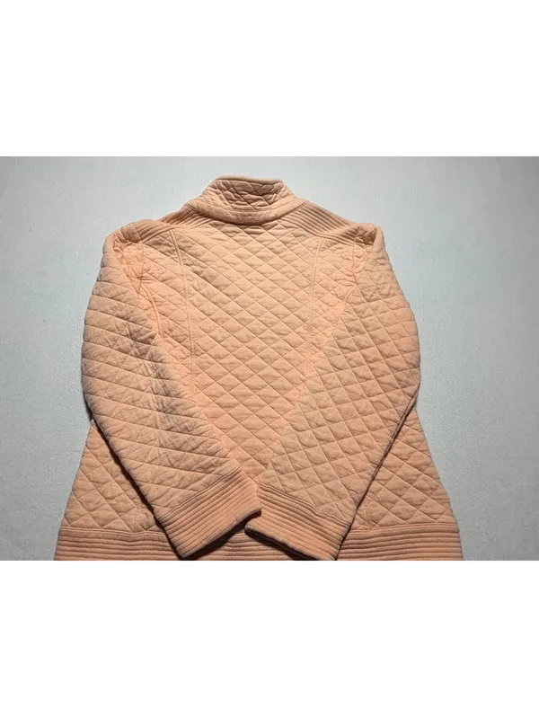 Isaac Mizrahi Live Women’s Large Peach Quilted Full Zip Jacket Ribbed Trim - Image 5