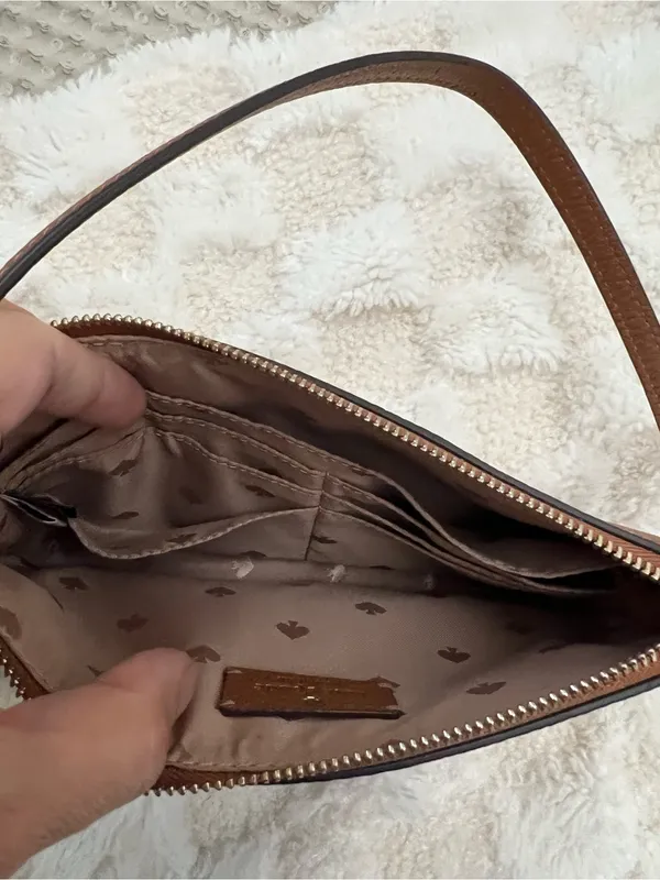 Kate Spade Leila Convertible Wristlet Pebbled Leather Gingerbread Brown Gold HW - Image 3