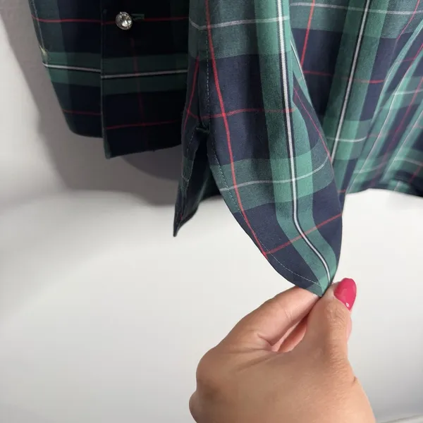 NWT Talbots Perfect Popover Blouse 10 Preppy Workwear Casual Green‎ Tartan Plaid - Image 7