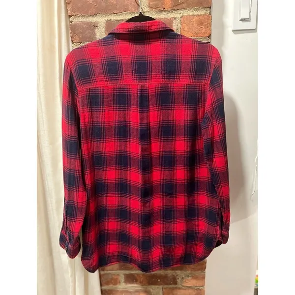 Madewell Red Plaid Ex-Boyfriend Flannel 90s Grunge Small - Image 7
