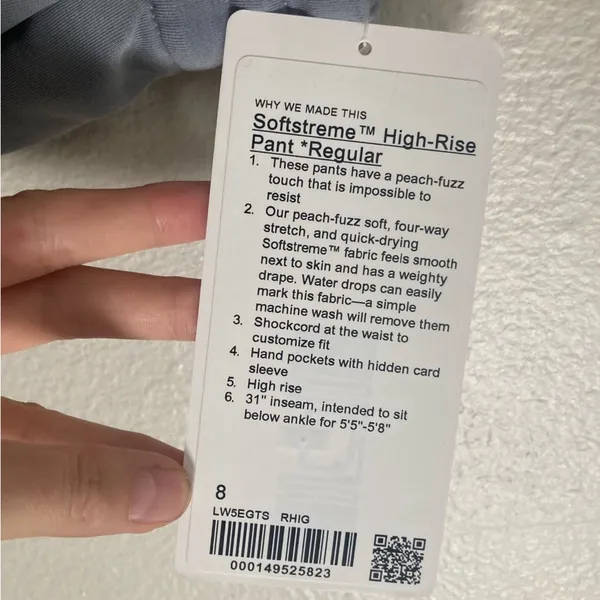 NWT Lululemon Athletica High Rise Softstreme Pants in Rhino Grey Size 8 - Image 8