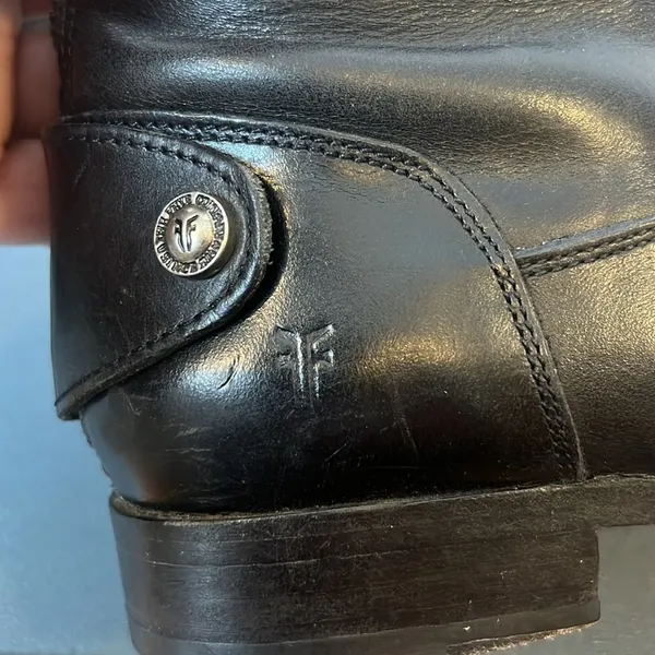 Frye Melissa Button Back Riding Boots Black Leather Knee High Equestrian Sz 7 - Image 10