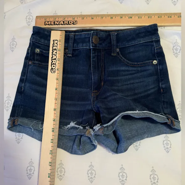 American Eagle Hi Rise Shortie‎ Dark Wash Shorts 360 super stretch size 2 - Image 5