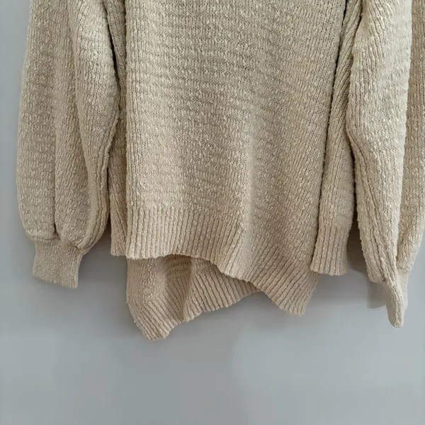 Free People Cream V-Neck Sweater - Image 6