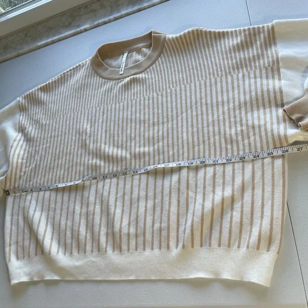 Indikah Women's M Pullover Sweater Striped Crewneck Long Ballon Sleeve Oversized - Image 8