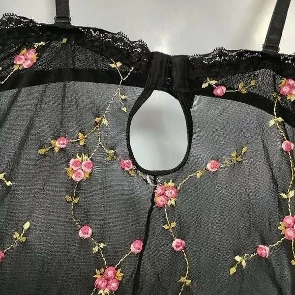 Vintage Y2K Slip Dress M Floral Dainty Feminine Coquette Dollette Romantic Fairy - Image 3