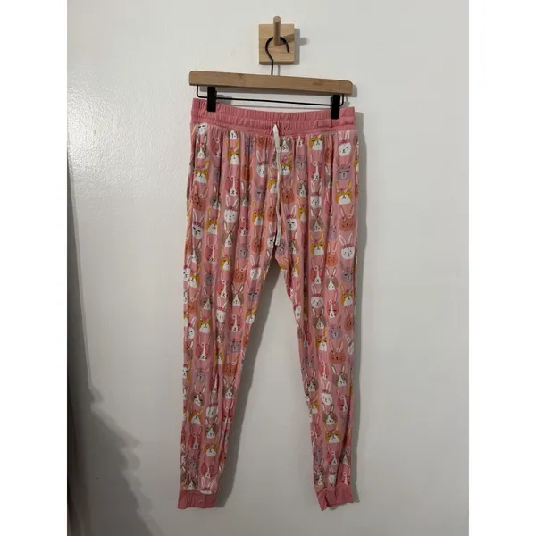 Little Sleepies Pink Boho Bunnies Womens Pajama Jogger Pants Sz Sm Easter Floral - Image 2