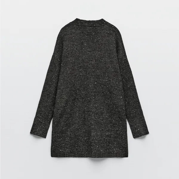 Nwot Zara Wool / Alpaca Blend Rib Trim Knit Long Cardigan Gray Small - Image 9