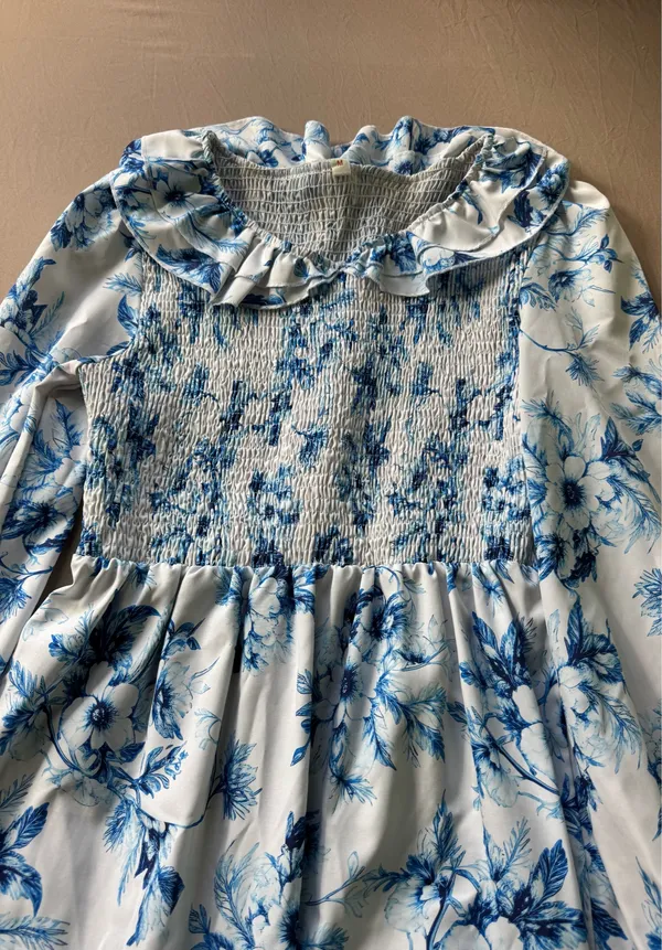 Peasant Floral Smocked Tiered Maxi Dress - Image 4