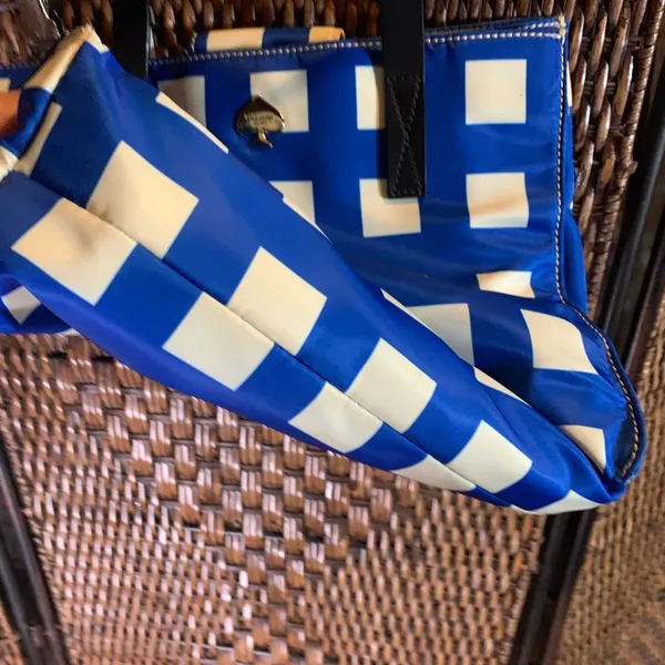 Kate Spade Berry Street Elise Tote Bag in Blue & White Checkered Pattern - Image 3
