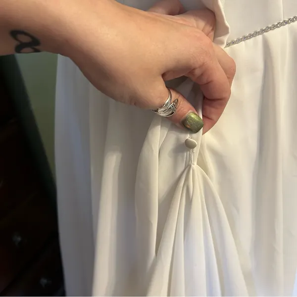 Emme Bridal white sleeveless wedding gown beaded rhinestones satin chiffon 16 - Image 8