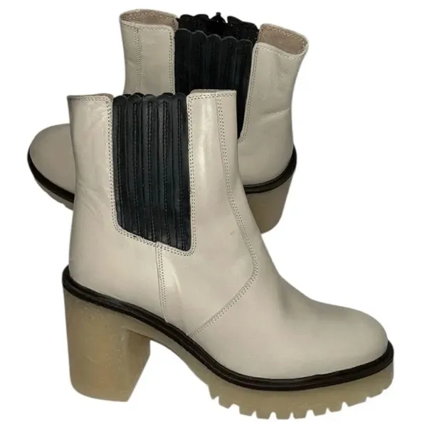 Free people Cream Ankle Chunky Heel Boots(Size 38.5/8.5) - Image 5