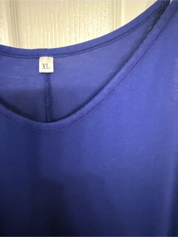 Royal Blue Spaghetti Strap Slip Dress XL | Flowy Rayon Tank Dress with Pockets - Image 4