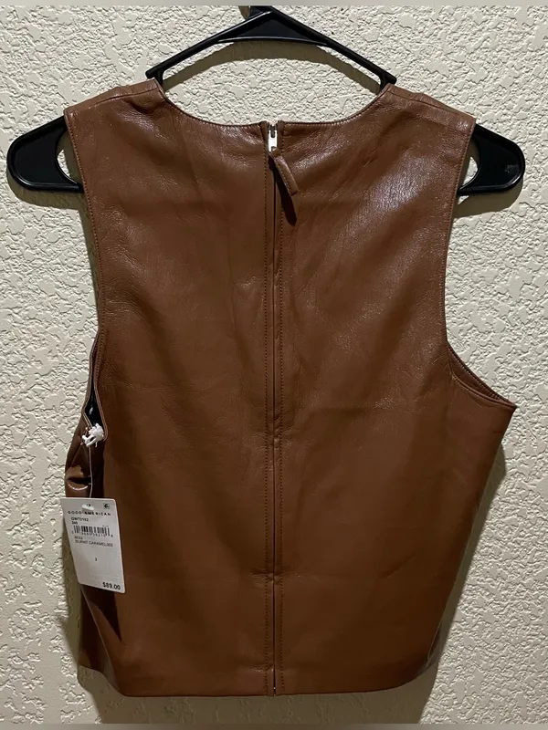 Good American NWT Faux Leather Sleeveless Shell Top Size 2 - Image 2