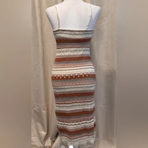 Boho Knit Midi Dress /Fall‎ Crochet Style Perfect for Thanksgiving Gatherings 🍂 - Image 8