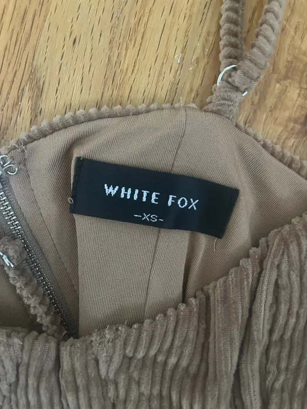 White Fox Boutique Brown Corduroy No Shade Bustier Corset Top - Image 3