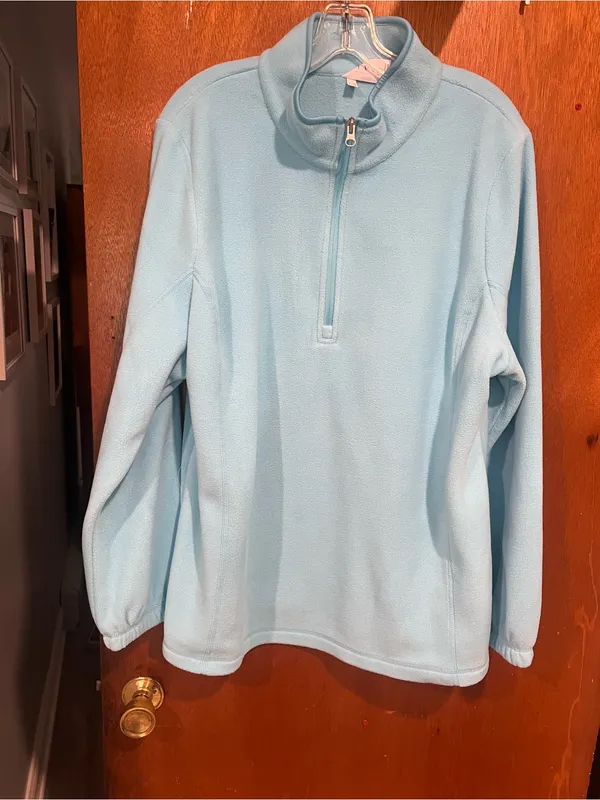 Lane Bryant Light Blue Quarter-Zip Fleece Pullover - Image 3