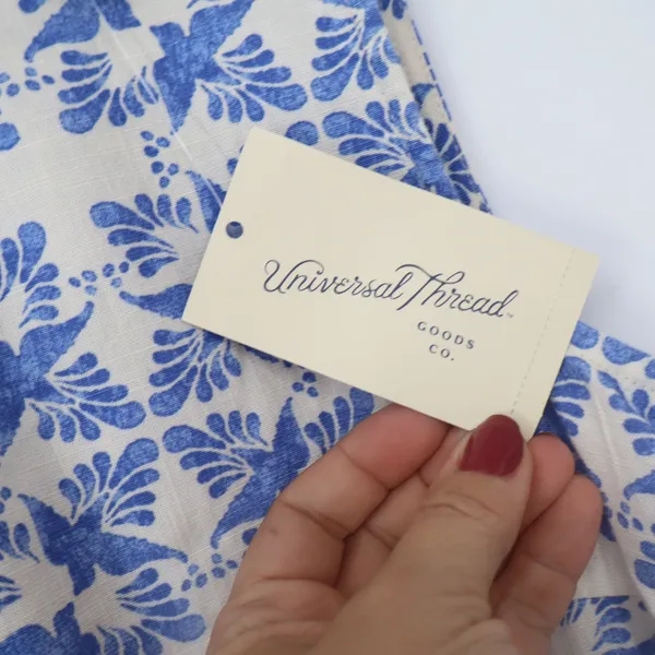Universal Threads Dress Womens XS Blue Print Smocked Waist Bird Floral Mini NEW - Image 3