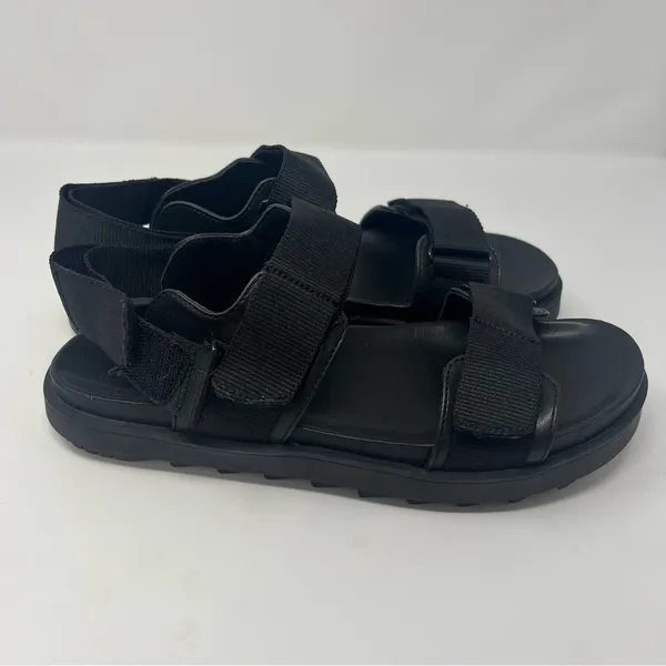 Aerie‎ Black Platform Chunky Strappy Sandals Womens Size 9 Hook Loop Casual - Image 4