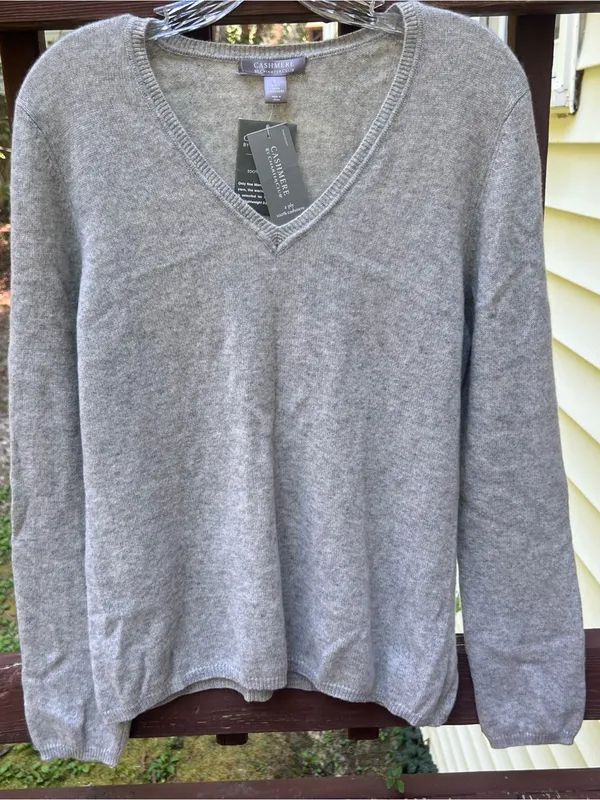 Charter Club 2-Ply 100% Cashmere Women's V Neck Minimalist Luxury Sweater|Size:L - Image 7
