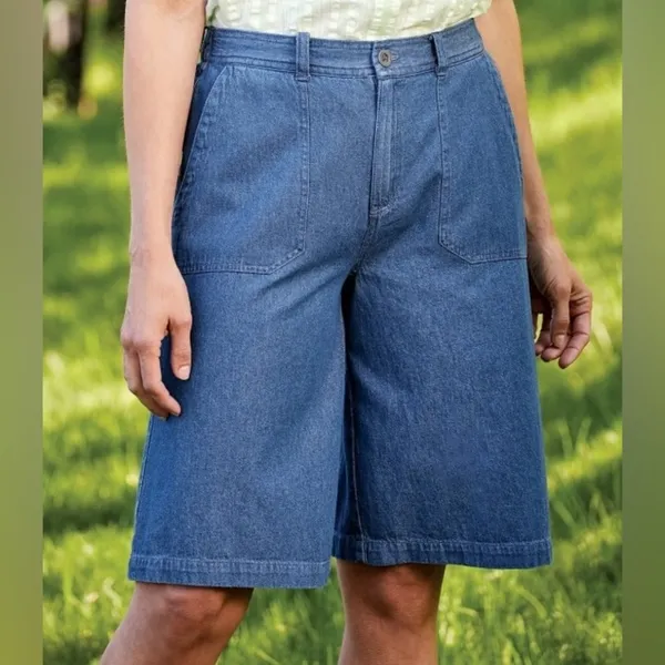 Women's Wide-Leg Cotton Denim Shorts new‎ - Image 2