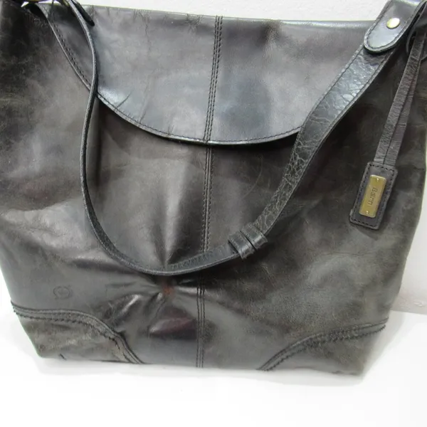 Born Black Leather Shoulder Bag Flip Opening Boho Classic Goth Minimalist - Image 3