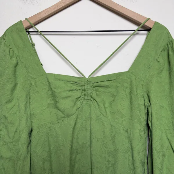 Anthropologie Maeve Women Midi Dress‎ 0 Green Square Neck Cottage Prairie - Image 6