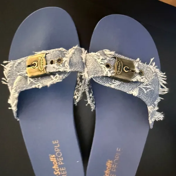 Free People Denim Strap Blue Platform Sandals - Image 11