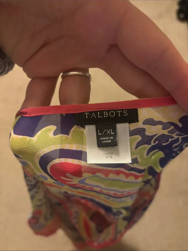 Talbots Pink Paisley 100% Silk Chiffon Beach Summer Coverup Blouse Top - Image 6