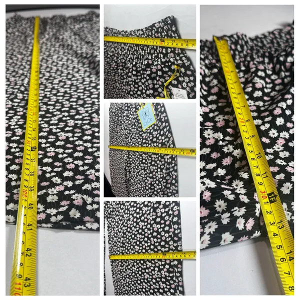 CeCe Black Floral Wide Leg Pants Size S NWT - Image 7