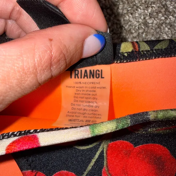 Triangl Bikini Set Womens L Top‎ S Bottom Orange Floral Neoprene Good Trim - Image 3