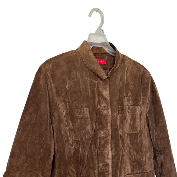 VTG Anne Klein Y2K XL Suede Leather Button Up Jacket chocolate Brown - Image 11