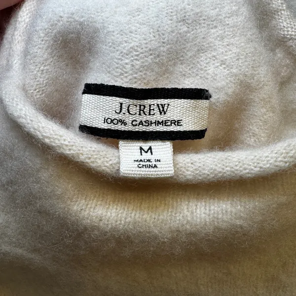 J. Crew 100% Cashmere Mock Neck Sweater M Ivory Cream Sustainable Quiet Luxury - Image 3