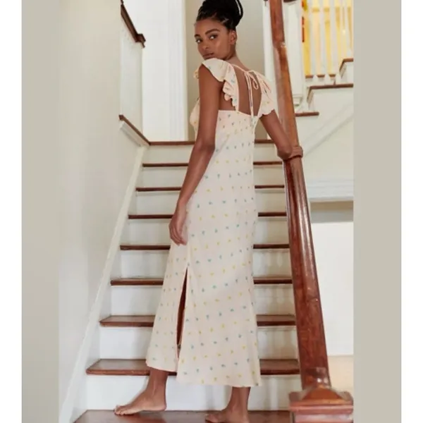 Anthropologie Scallop Babydoll Midi Dress XL Embroidered Sundress Slip Dress - Image 2