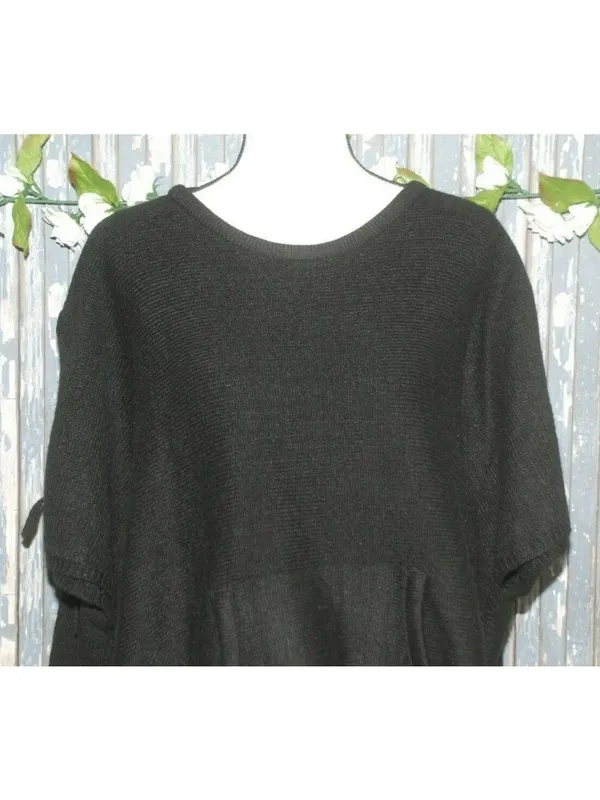 Madden NYC Black Poncho Style Sweater Oversized One Size Lagenlook Grunge Casual - Image 2