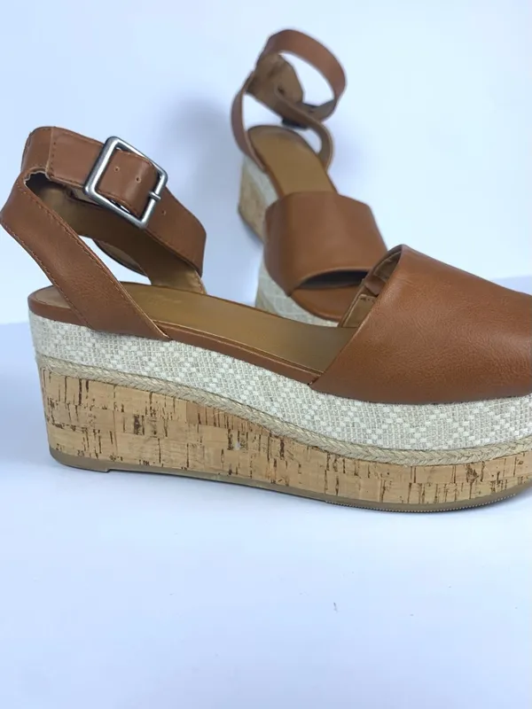 Universal Thread Womens Wedge Sandals 6.5 Brown Platform Espadrille Ankle Strap - Image 7