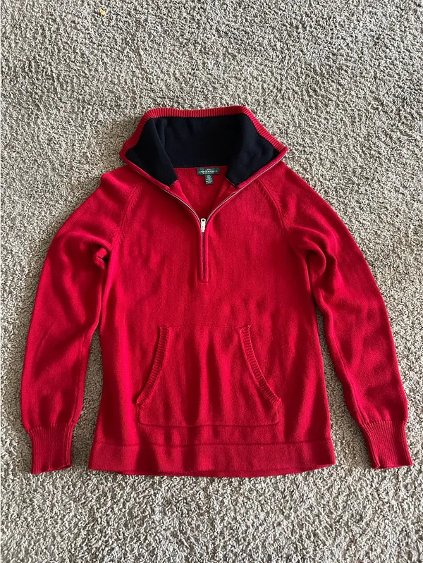 Lauren Ralph Lauren Classic Red Quarter Zip Pullover L/G - Image 2