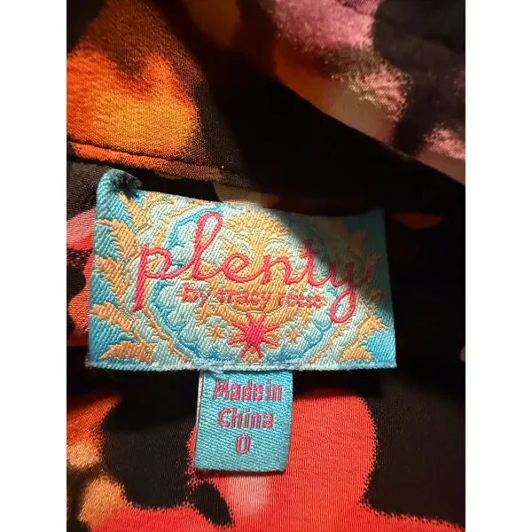 Plenty by Tracy Reese Floral Pleated Mock Neck Midi‎ Dress Black Pink Blue - Image 5