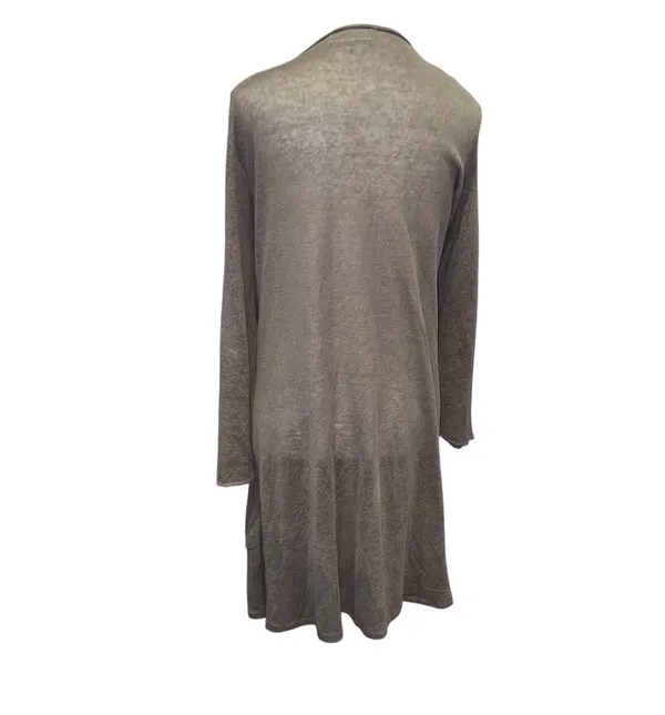 Gray 100% linen open front lightweight semi sheer duster cardigan sweater - Image 3