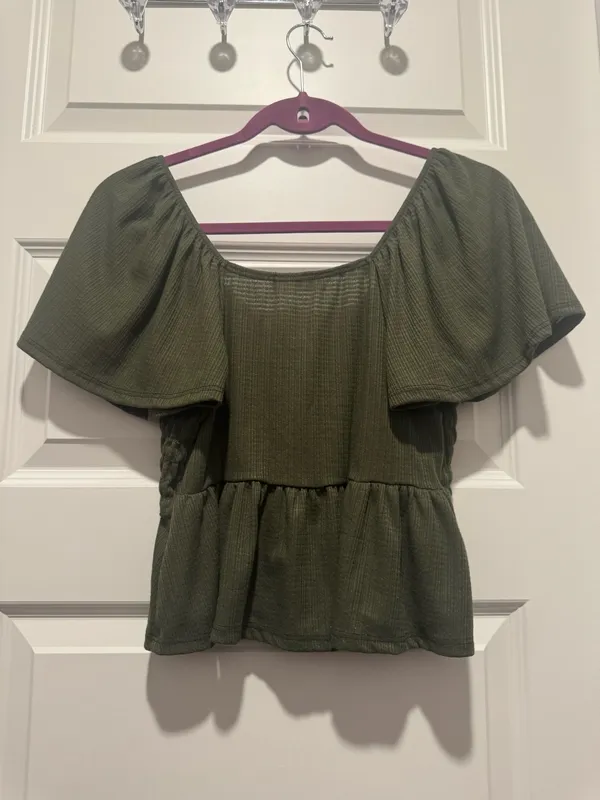Altar'd State Dark Green Flowy Top - Image 2