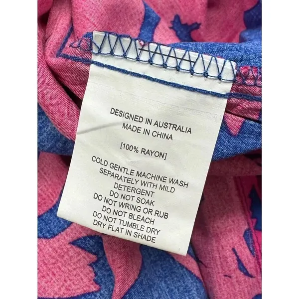 Abel the Label Floral Pink Blue Cassidy Maxi Skirt Side Slits Women’s Medium - Image 3