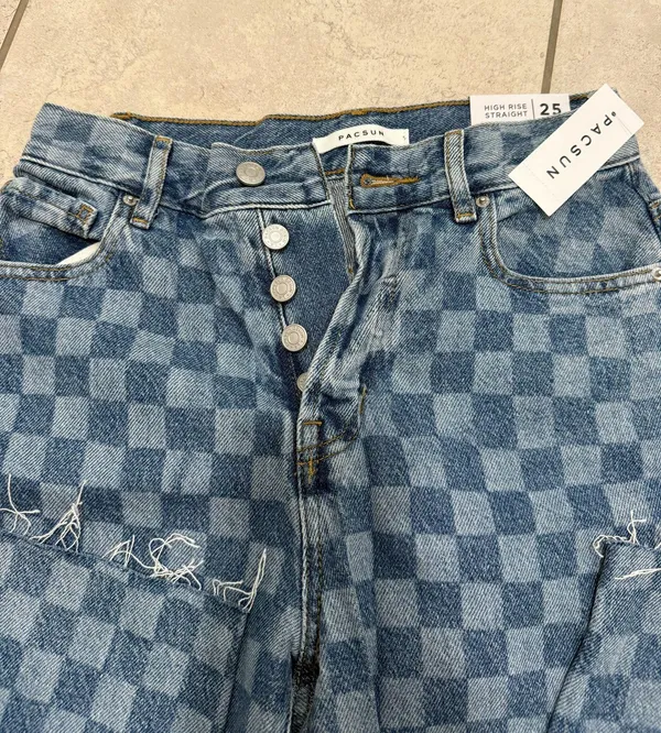 Pacsun Denim Checkered Jeans - Image 3