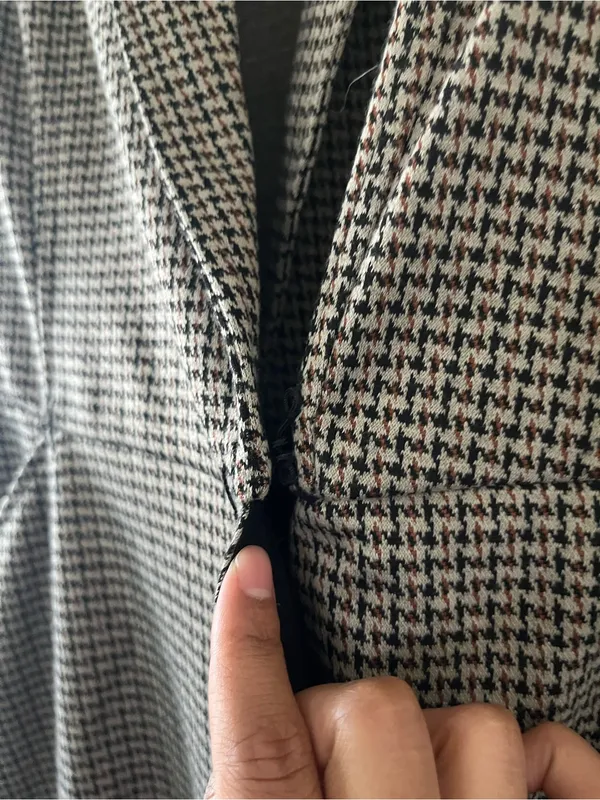 Max Studio Brown Black Houndstooth Blazer Midi Dress XS Preppy Quiet Luxury - Image 5