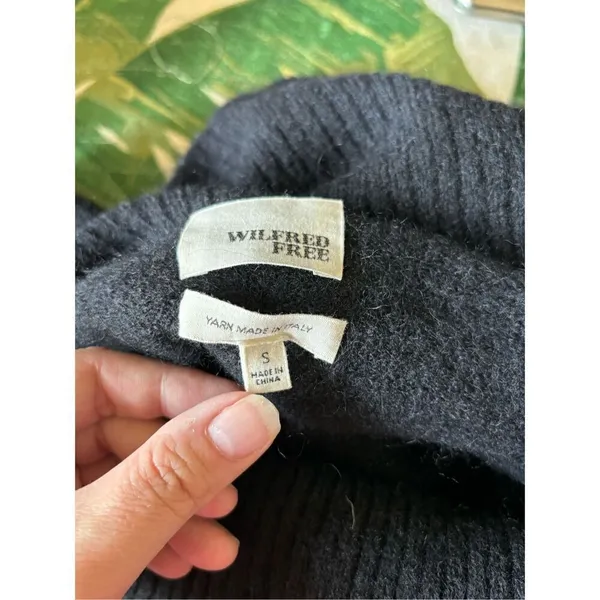 Wilfred Free Alpaca Blend Cowl Neck Sweater Black Ribbed Knit Women’s Size S - Image 2