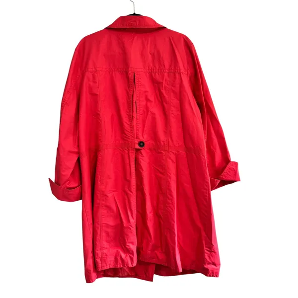 Eddie Bauer Womens Red Trench Coat Cotton Nylon Button Front Plus 2X 7827 - Image 3