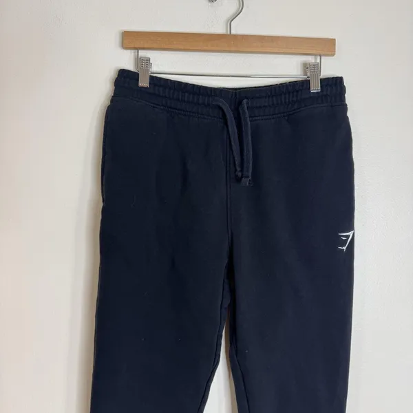 Gymshark Jogger Pants Medium Black Fleece Sweatpants‎ Drawstring Cuffed - Image 2