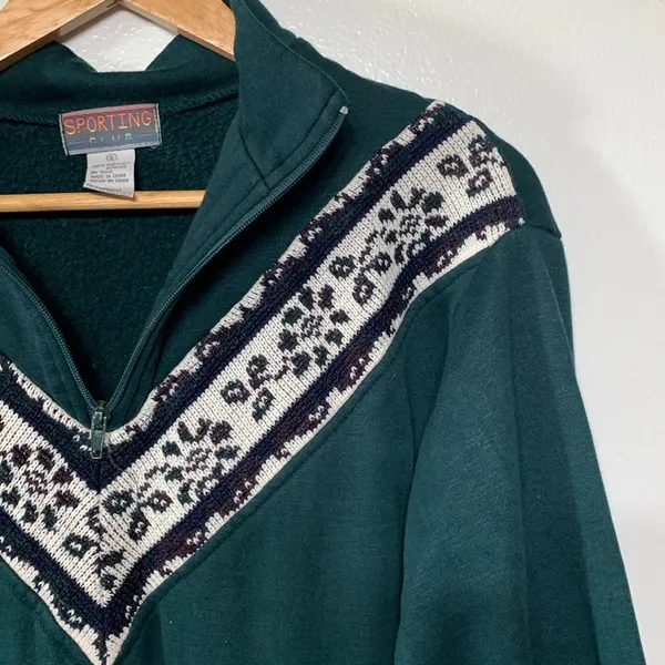 Vintage 1990s Sporting Club Green Knit Sweater Size S - Image 2